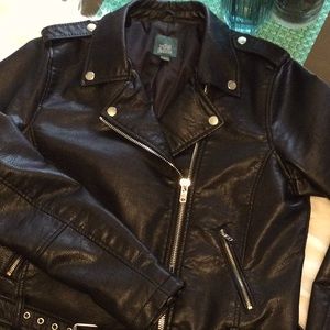 Faux Black Leather Moto Jacket